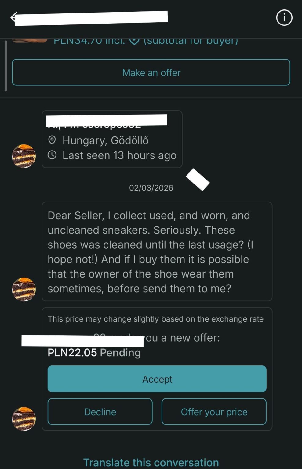 Experiences on Vinted