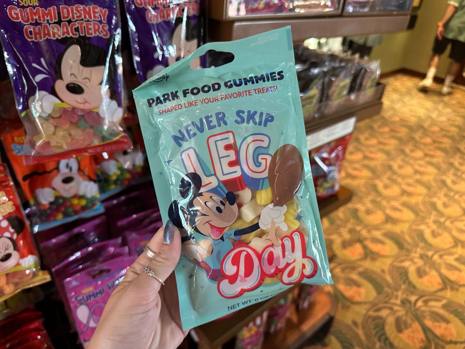 Gummy candy celebrating the Disney Parks foods we love to eat, from turkey legs to Dole Whips and Mickey waffles, is now at Disney World.