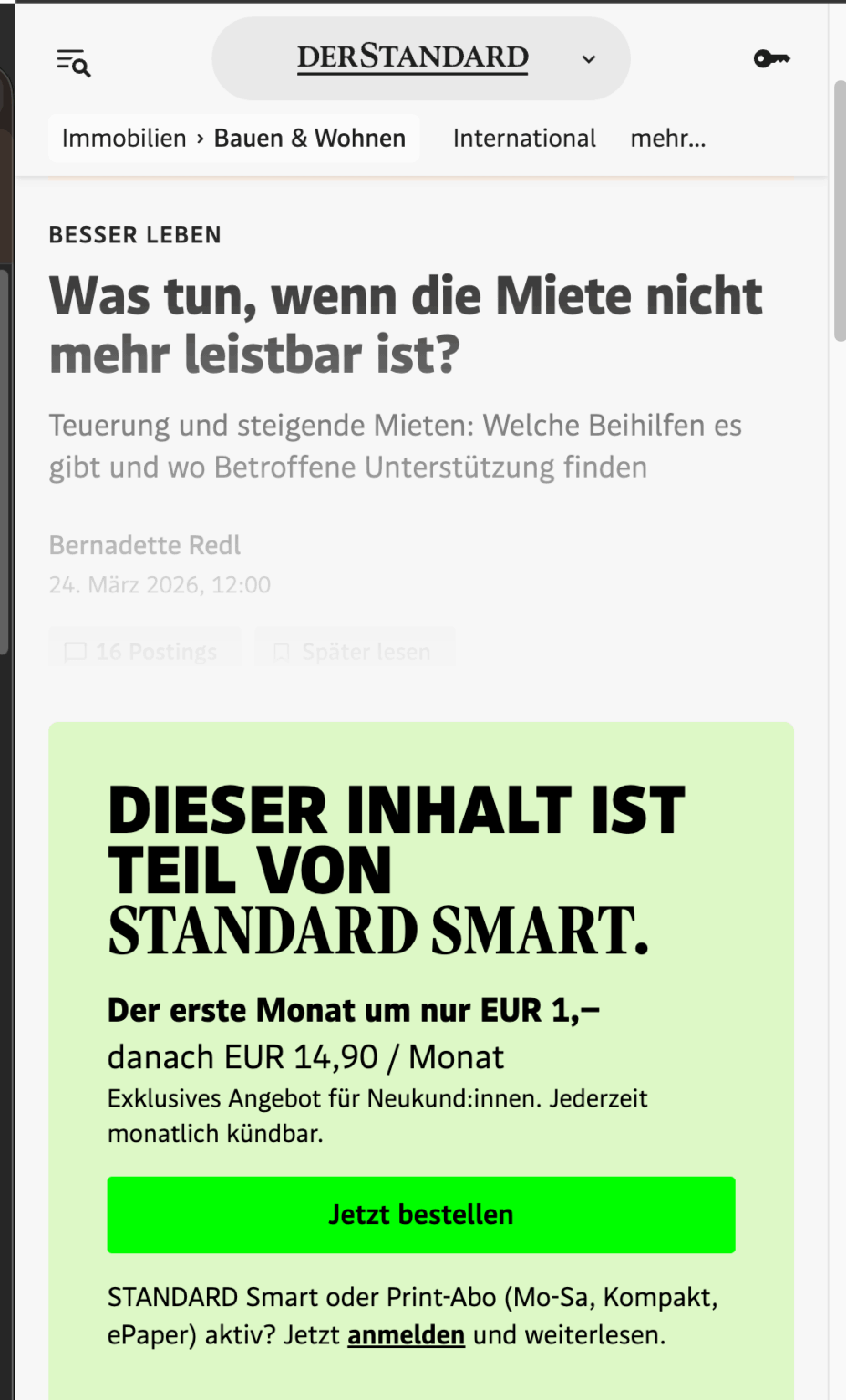 Articles addressed to people who can't afford rent cost money. the standard is a pig,