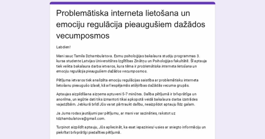 How does problematic internet use relate to how we regulate emotions? Survey How does problematic internet use relate to how we regulate emotions? Survey