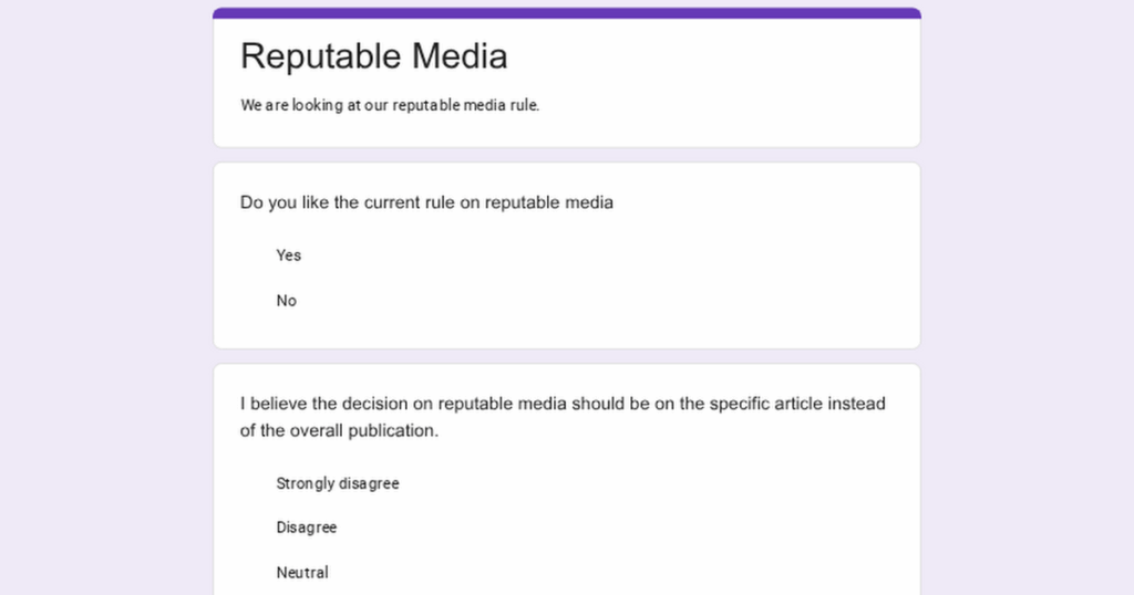 Reputable Media Survey Reputable Media Survey