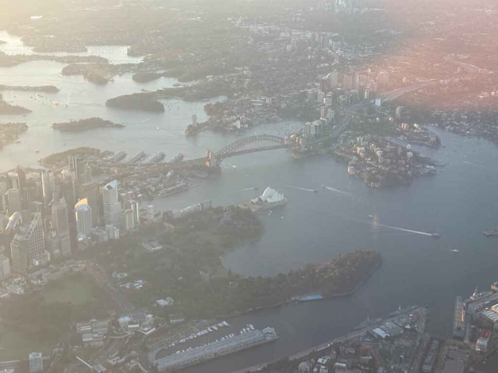 Sunset over the northern beaches from seat 9a
