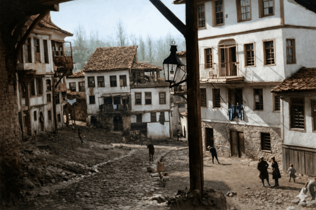 The Jewish neighborhood of Veria, 1919, painted