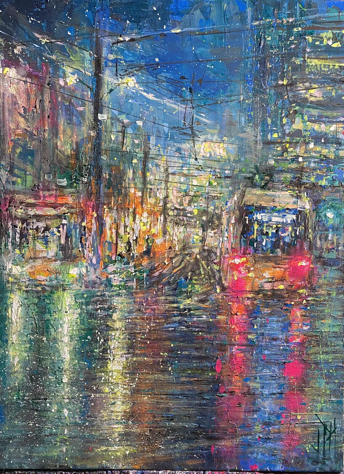 Painting I did of a Berlin Tram stop.