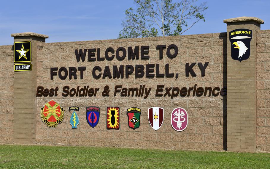 A sign that says welcome to Fort Campbell, Ky.