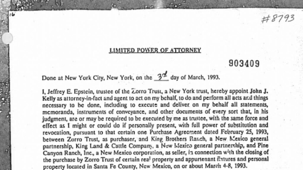 Breaking News Exclusive: The U.S. Attorney Who Should Have Investigated Jeffrey Epstein for Sexually Abusing 16-Year-Old Annie Farmer in 1996 in New Mexico Was Epstein's Personal POA for Zorro Ranch.
