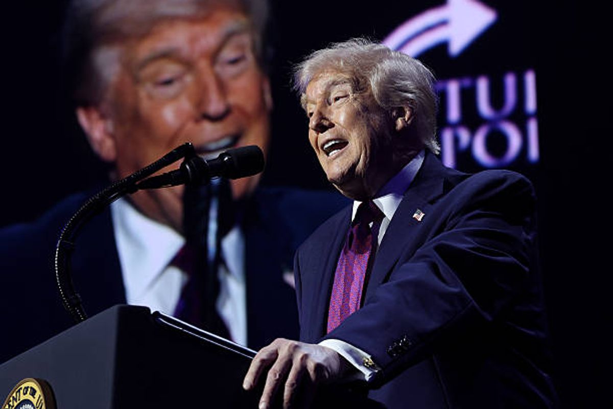 PHOENIX, ARIZONA - APRIL 17: U.S. President Donald Trump speaks during a Turning Point USA event at the Dream City Church on April 17, 2026 in Phoenix, Arizona. The event was titled “Build the Red Wall”, intended to turn out young voters for the midterm elections. (Photo by Win McNamee/Getty Images)