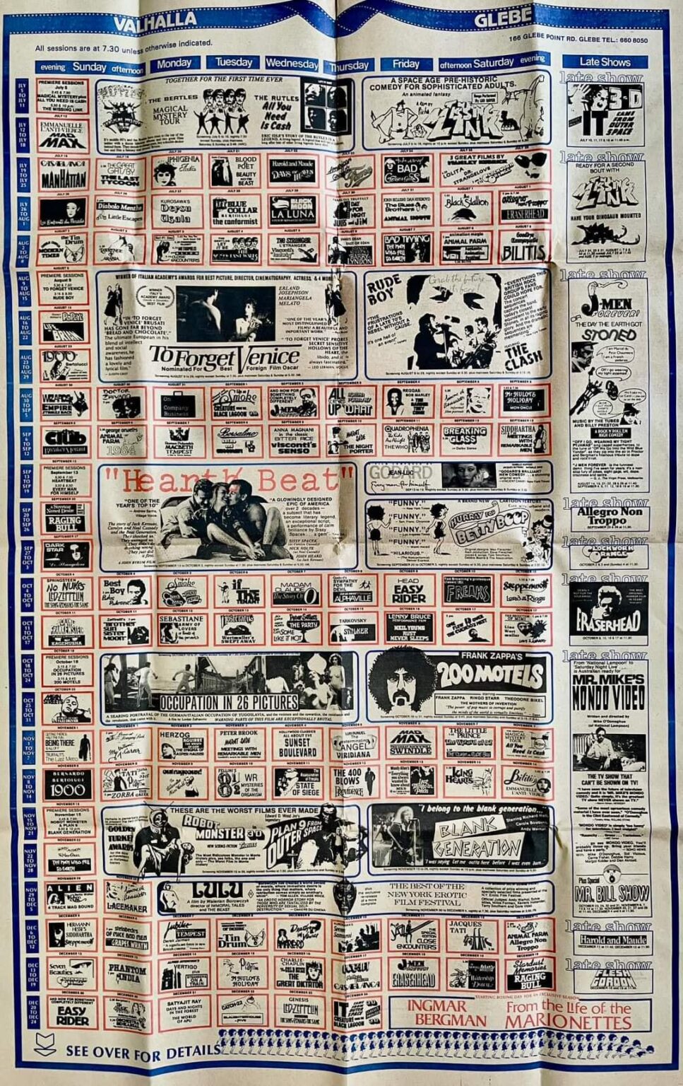 Who remembers the Valhalla Cimema in Glebe yearly movie program?