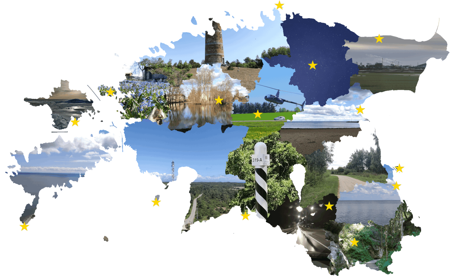 I made a map of Estonia with the pictures I took in each county of Estonia