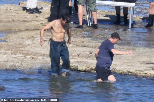 Cillian followed a member of the crew into the water
