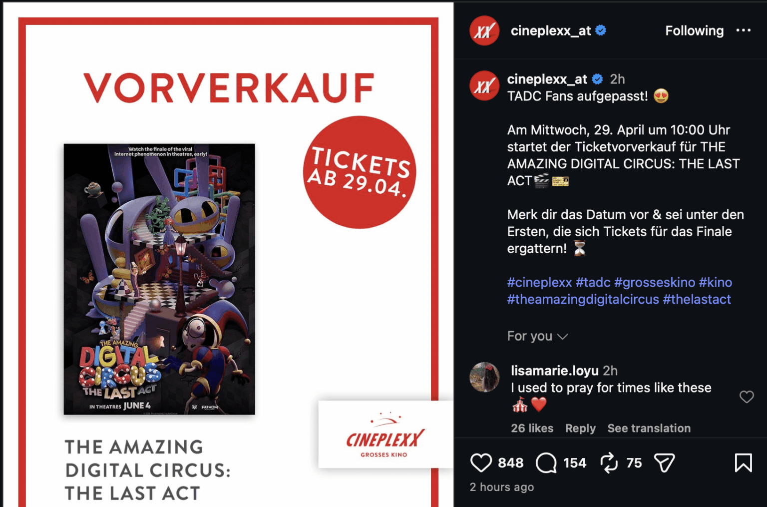 VIENNA CINEMA UPDATE: WE DID IT TADC IS COMING TO AUSTRIA!