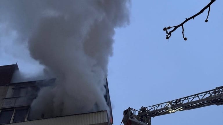 In this photo provided by the Ukrainian Emergency Services on...