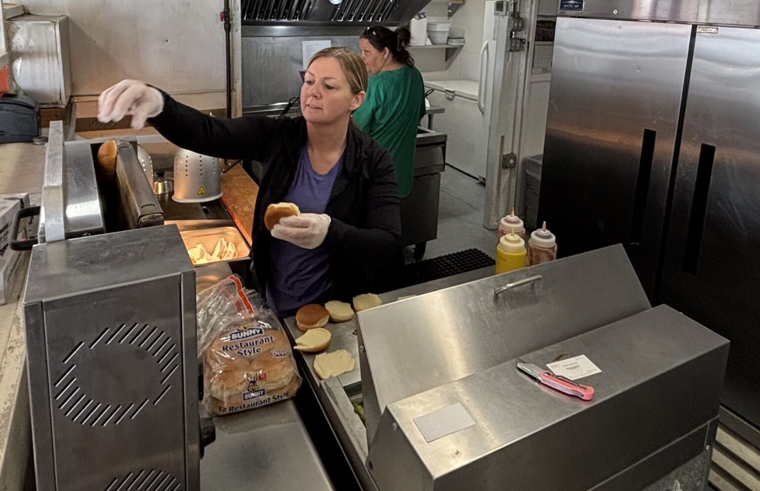The outside dining area and order window at Charlie's Drive-In, located at 762 N. Wood River Ave., on April 6, 2026. 