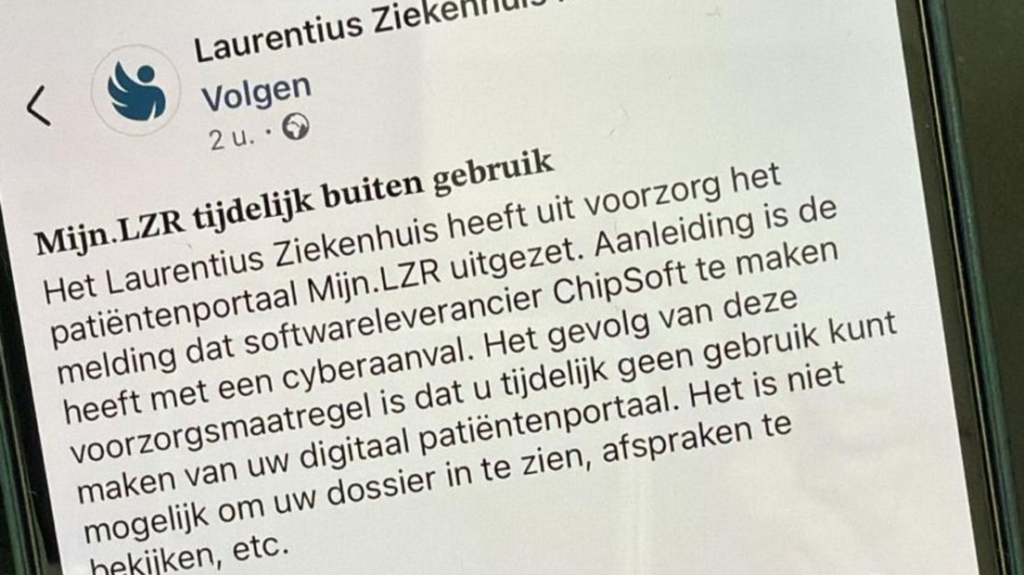 Ransomware attack on ChipSoft knocks EHR services offline across hospitals in the Netherlands and Belgium