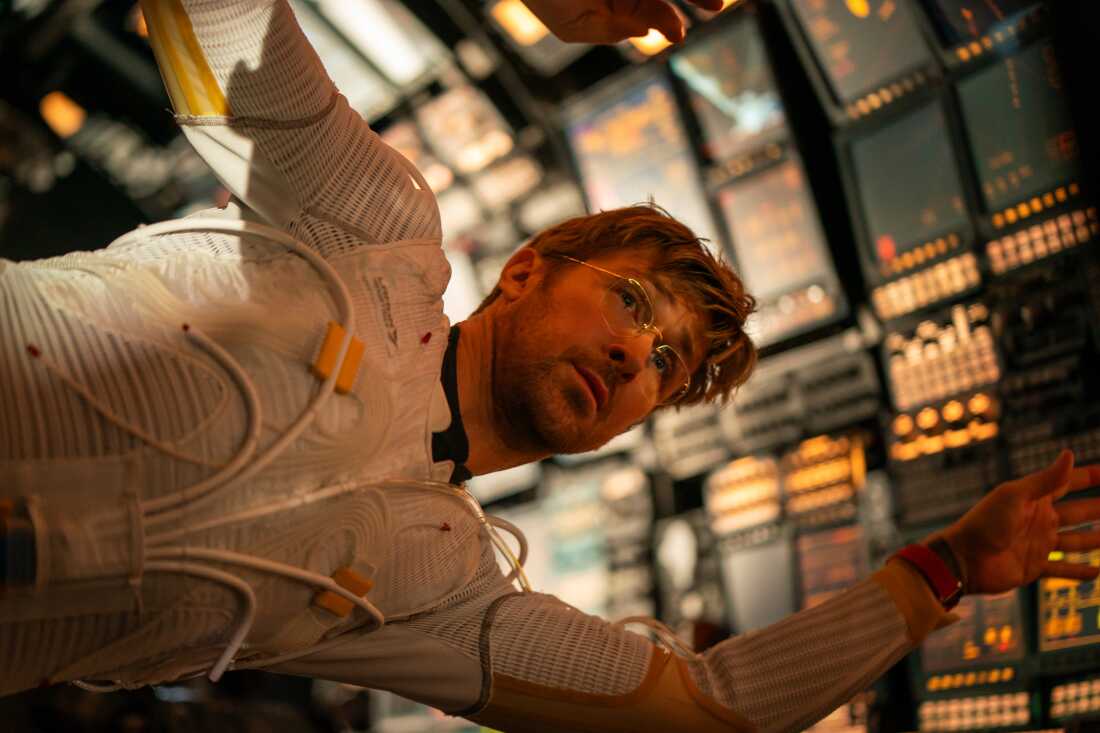 Gosling's character Ryland Grace woke up from an induced coma, confused about where he was.