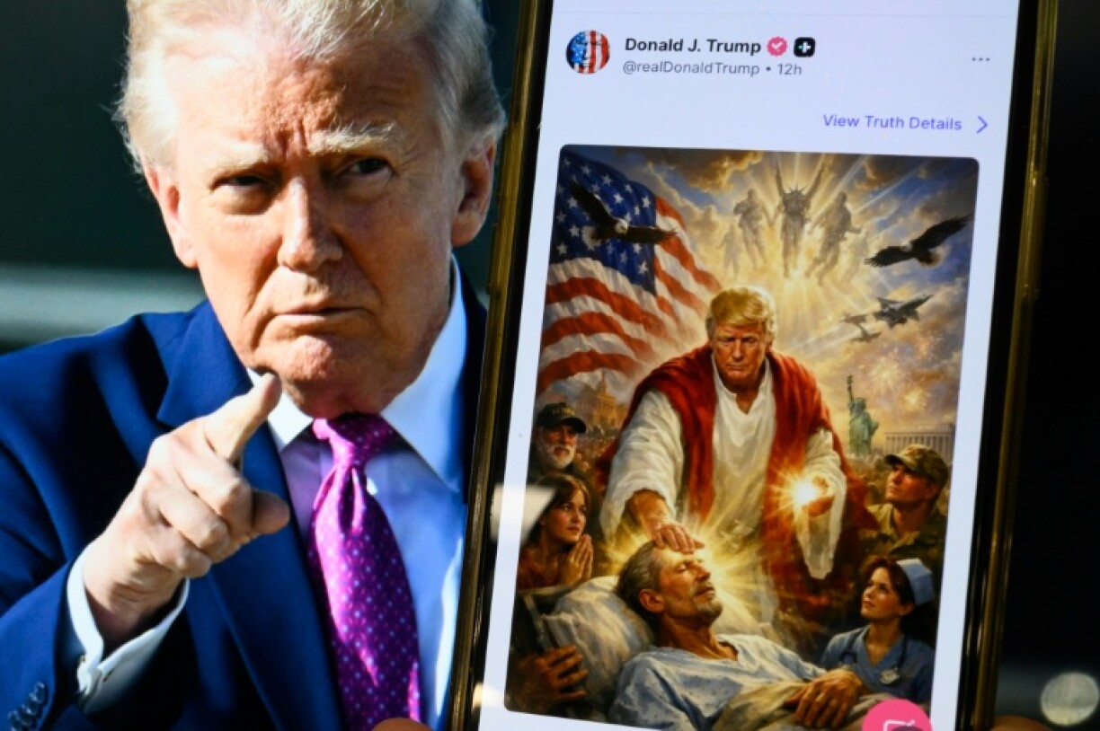 US President Donald Trump sparked outrage after posting a social media image that appeared to depict him as Jesus Christ
