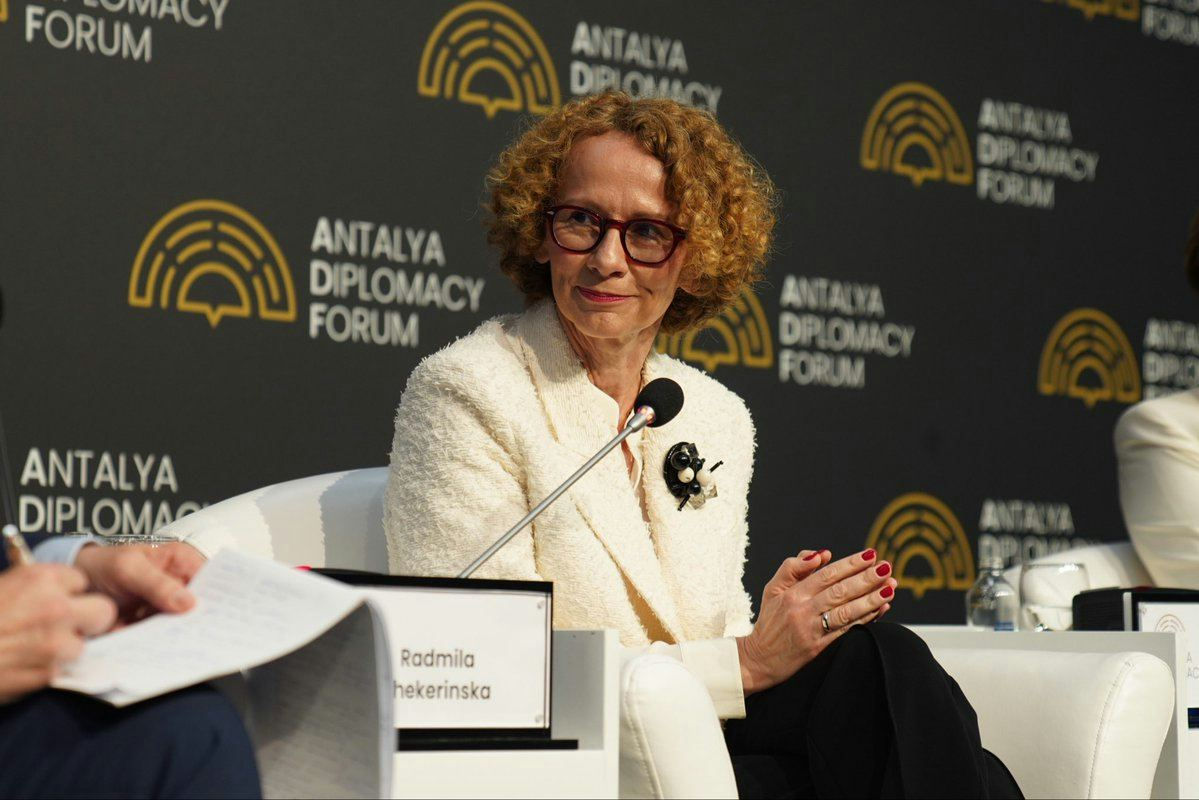 NATO Deputy Secretary General Radmila Shekerinska speaking at the Antalya Diplomacy Forum 2026 in Antalya, Türkiye.
