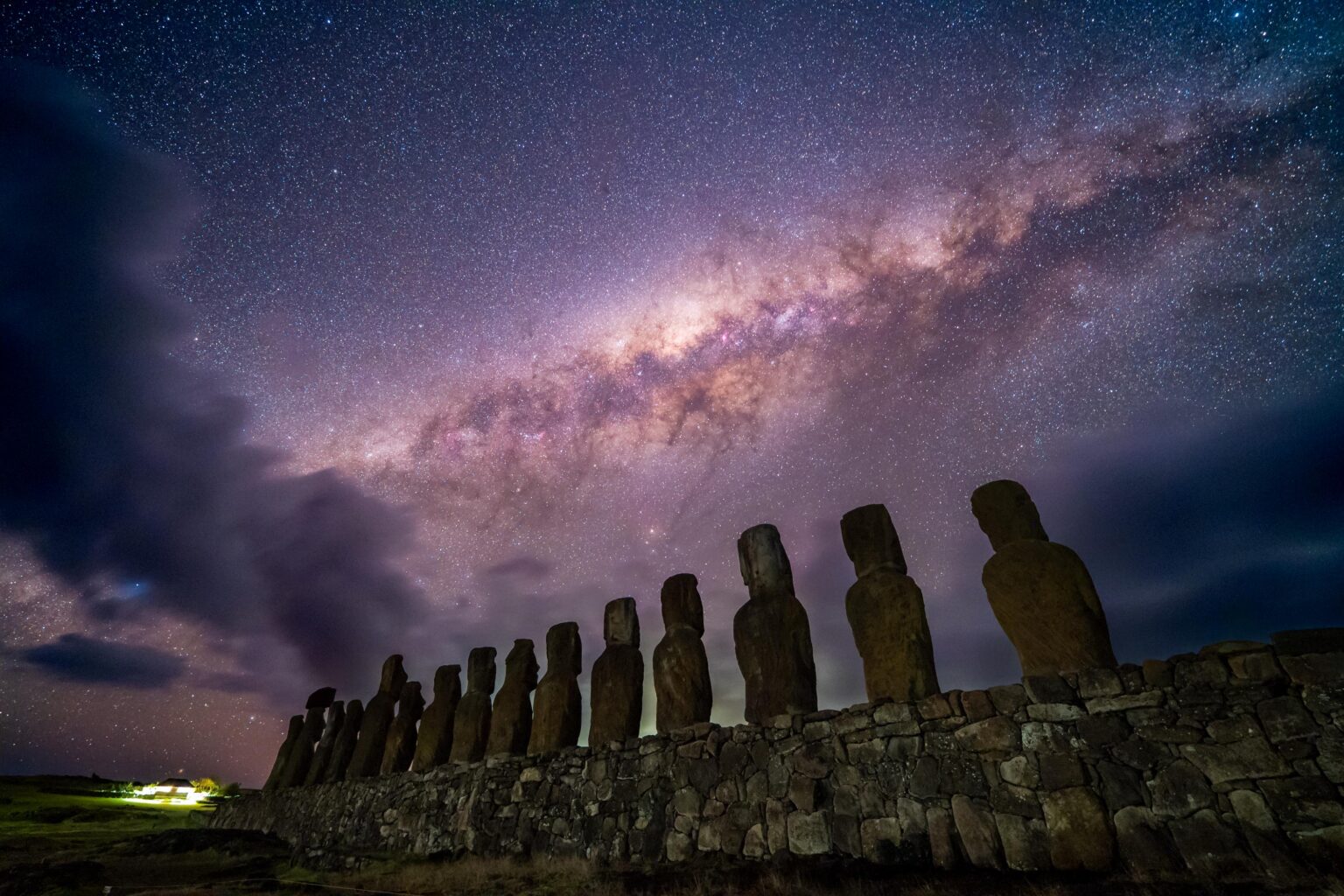 I photographed the iconic Moai of Easter Island under the milky way! [OC]
