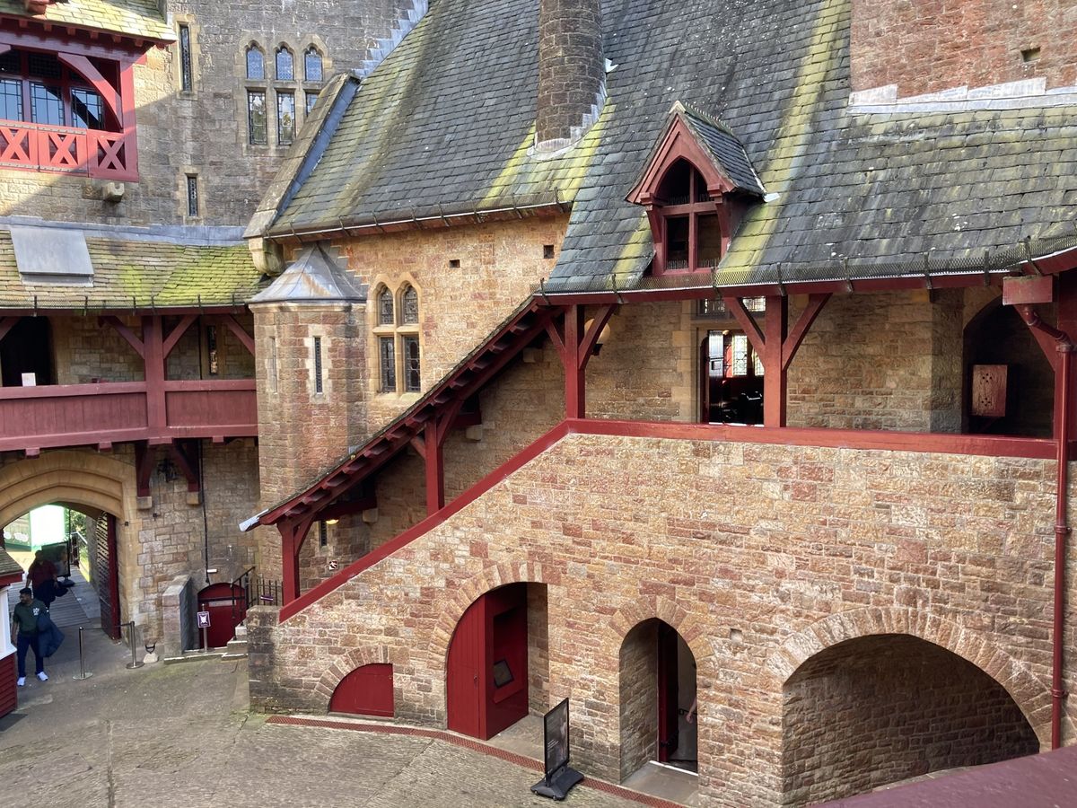 Inner courtyard, external staircase Inner courtyard, external staircase at Castell Coch Tongwynlais near Cardiff