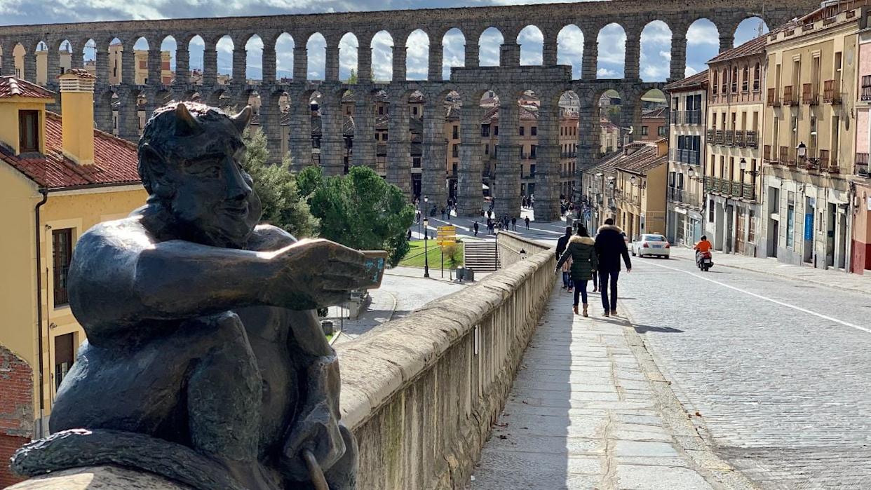 Roman Aqueduct of Segovia in Castile and León, Spain