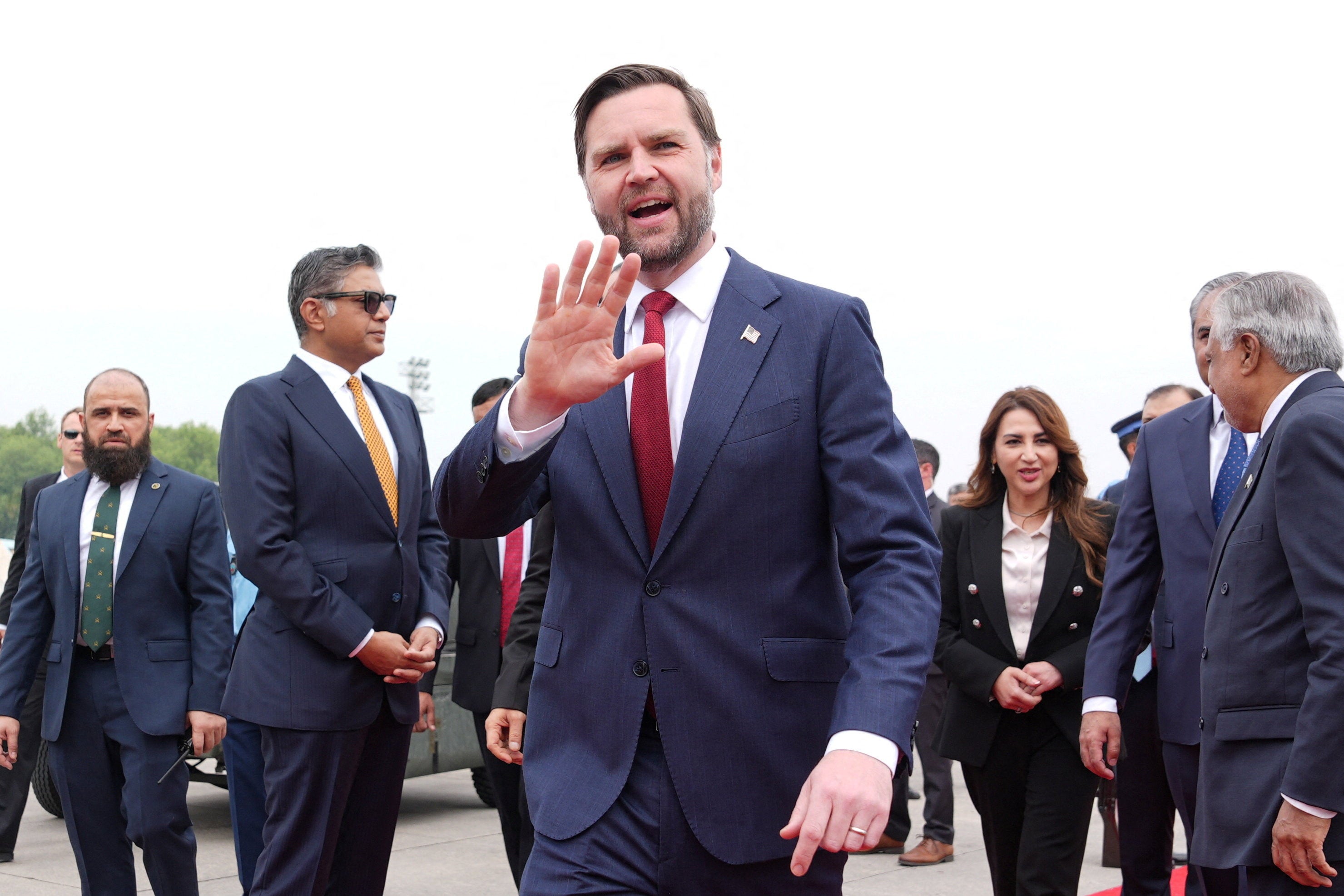 Vice president JD Vance was met on the runway by Pakistan's foreign minister Ishaq Dar and the country's field marshal Asim Munir