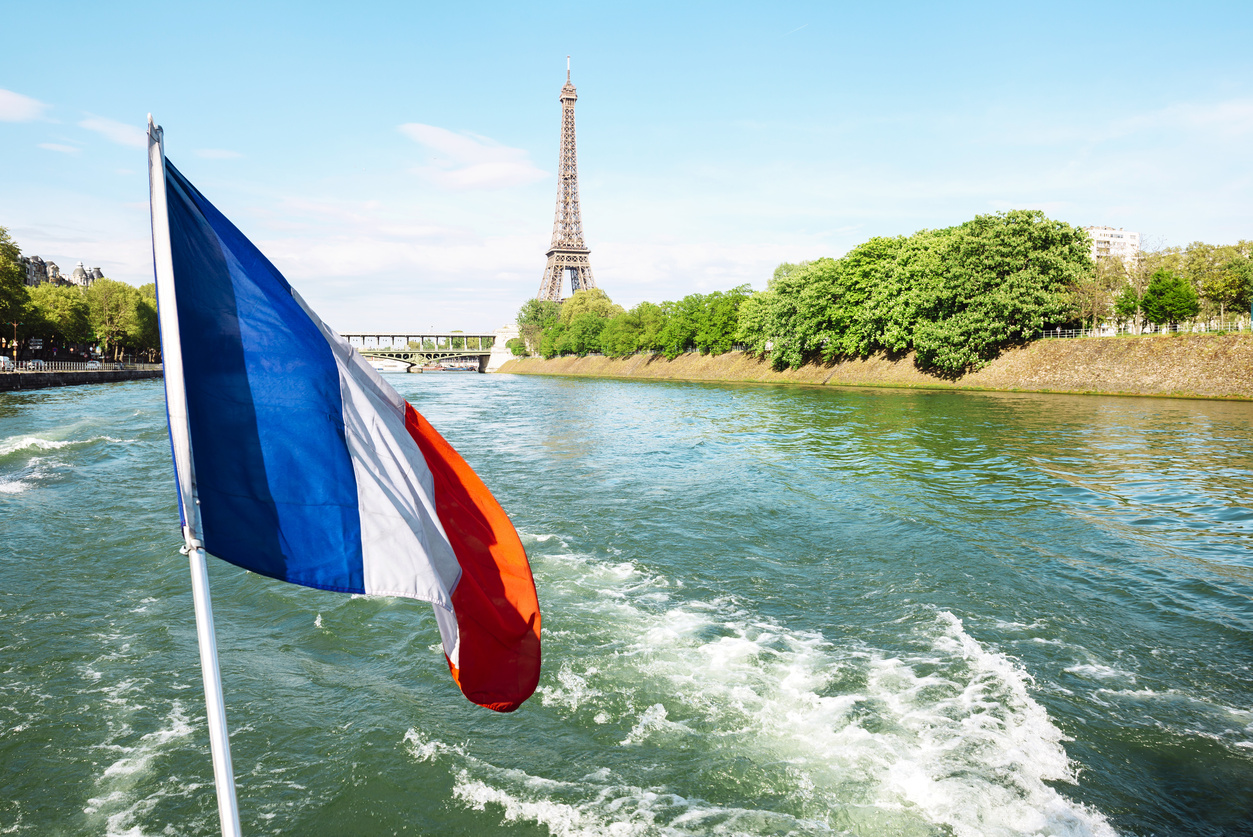 Paris, the Eiffel Tower and the flag