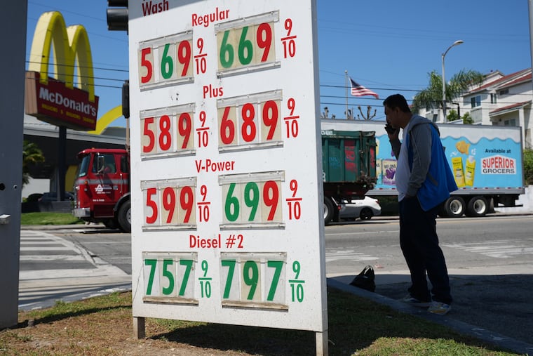 Gas prices are displayed at a gasoline station, Tuesday, April 7, 2026, in Los Angeles. Despite the rising price of gas, the current Iran energy shock could have been worse.