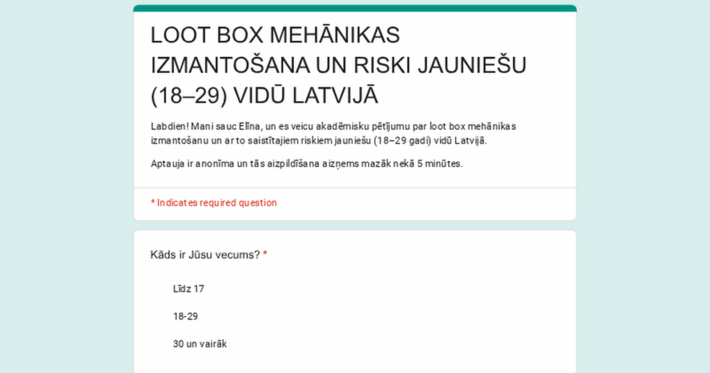 Loot box survey Loot box survey