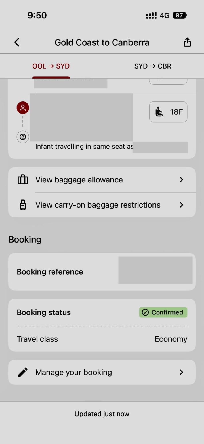 Qantas left us stranded with an infant. Sold us seats, but not a ticket! Had to buy them again.