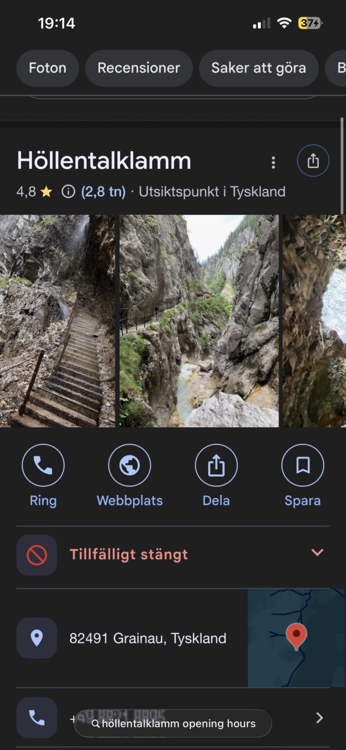 Is Höllentalklamm really closed? I want to visit and walk there, but google says it’s closed!