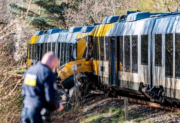 Two trains collide in Denmark, injuring 18 people, emergency service says Two trains collide in Denmark, injuring 18 people, emergency service says