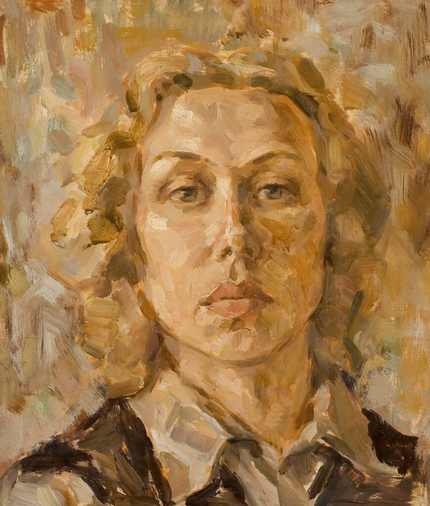 Olga Terri, Self-portrait, undated. Oil on plywood. Art Museum of Estonia. Photo by Stanislav Stepaško.