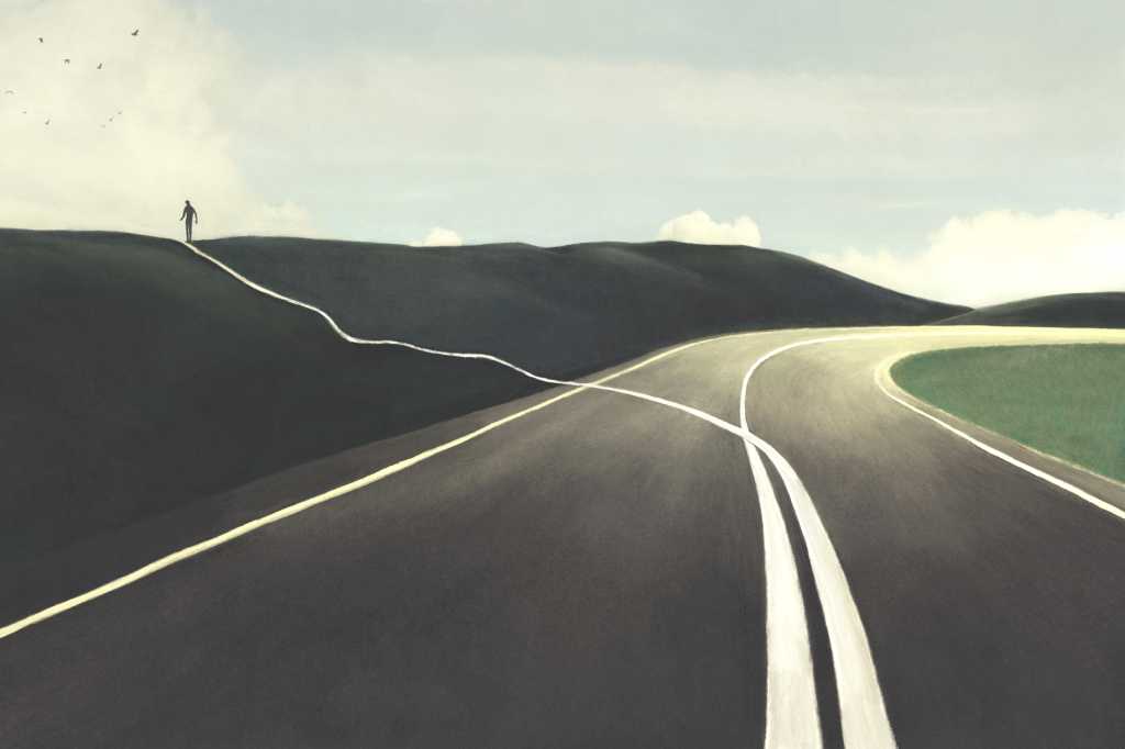 AI is finally delivering productivity — for remote employees – Computerworld Illustration of man going own direction, trailblazing, exploring, thinking outside the box. Experimentation choice freedom concept.