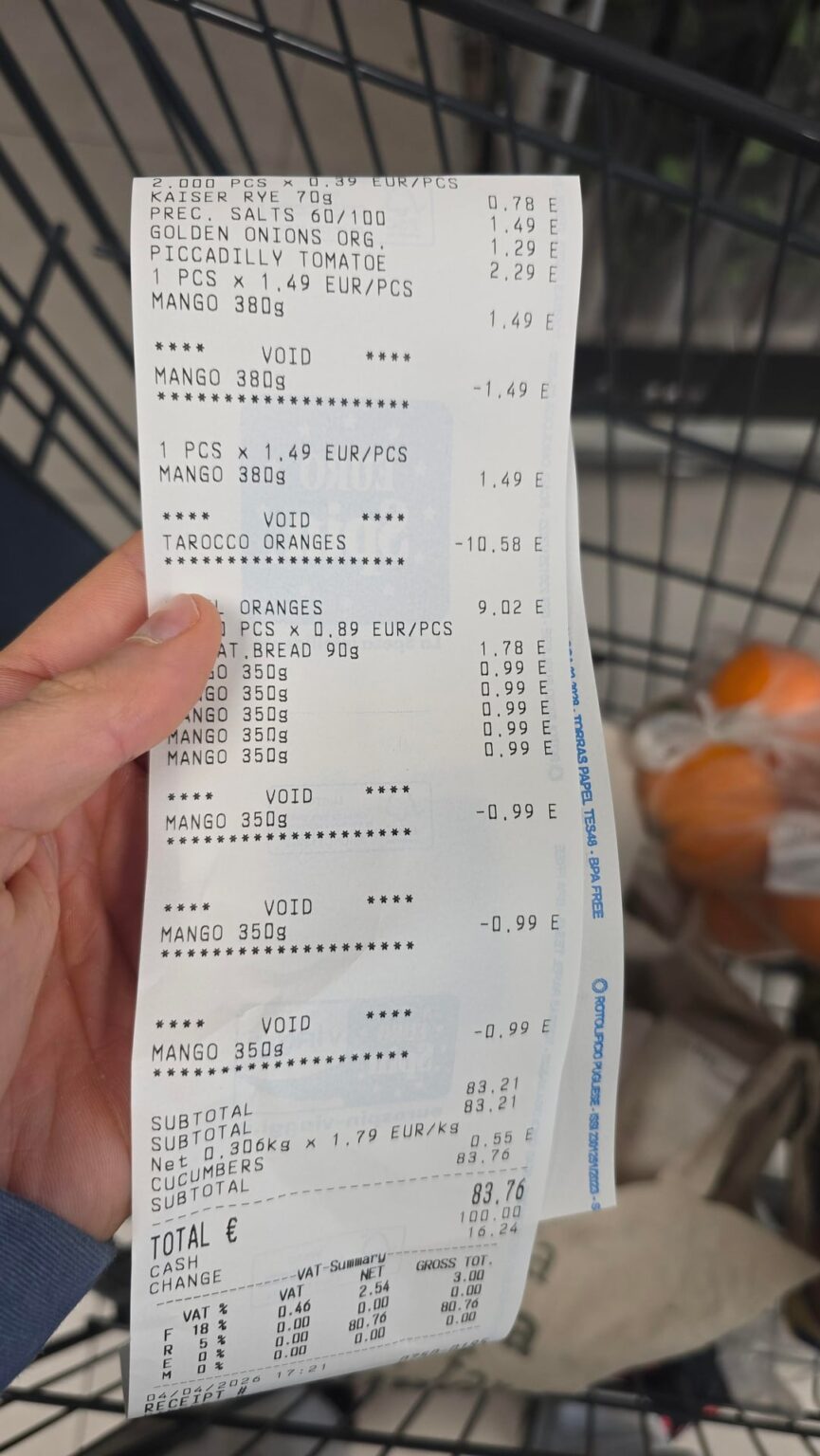 Overcharged at Eurospin Mosta – check your receipt