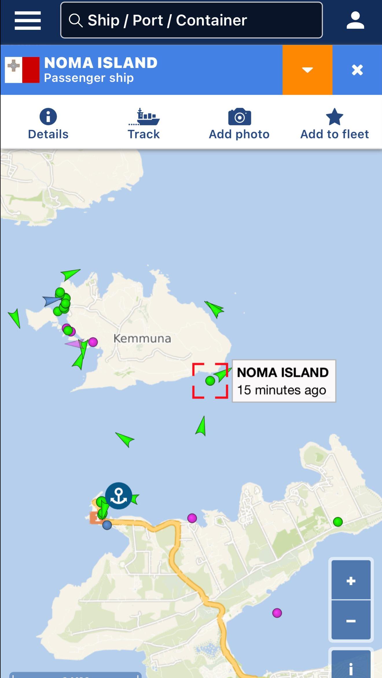 Noma Island's location along the south coast of Comino. Photo: Marine Traffic