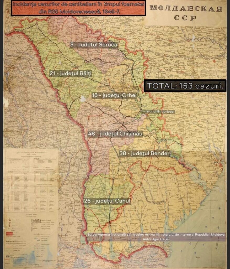 Cases of cannibalism registered in the Moldavian SSR, 1946-1947