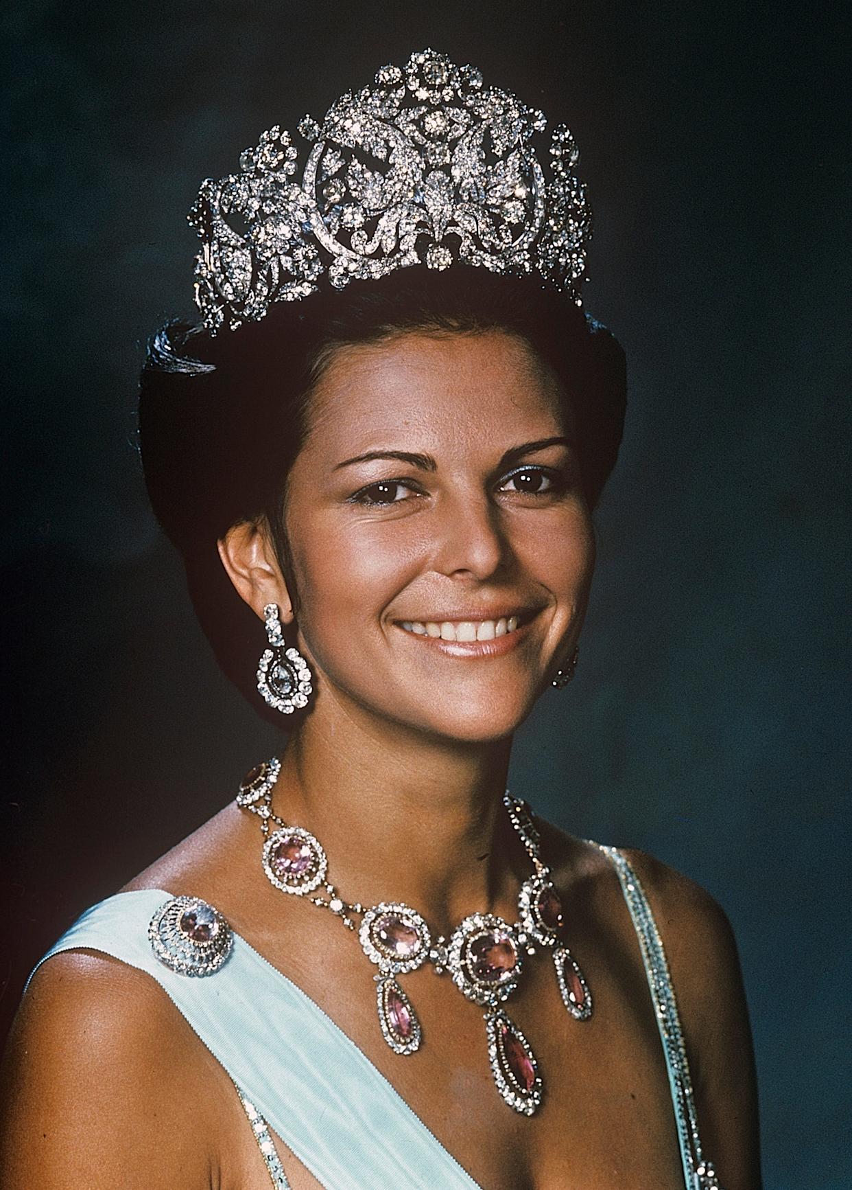 Queen Silvia of Sweden. Wife of the current king of Sweden, Carl XVI Gustaf. Pictured 1978 wearing T...