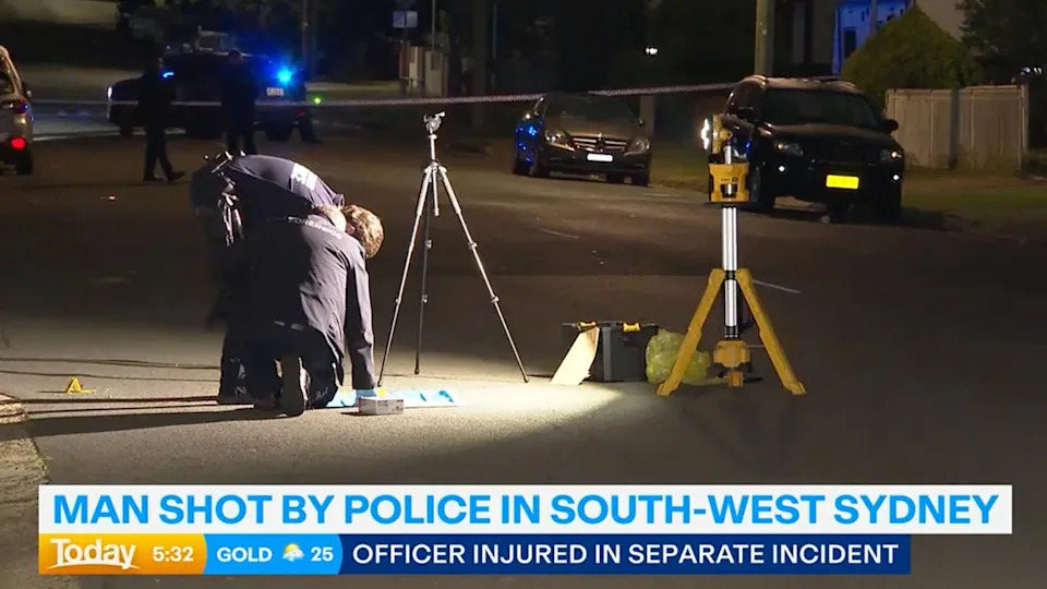 Police investigate an incident where an officer was rammed