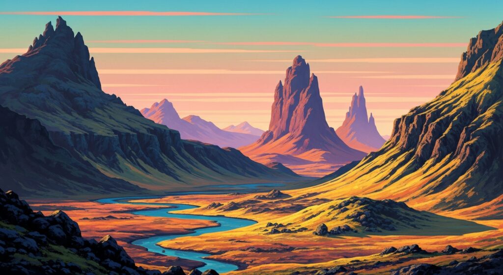 Aerial Shot of Iceland Wins Award A highly stylized, geometric aerial illustration of Iceland