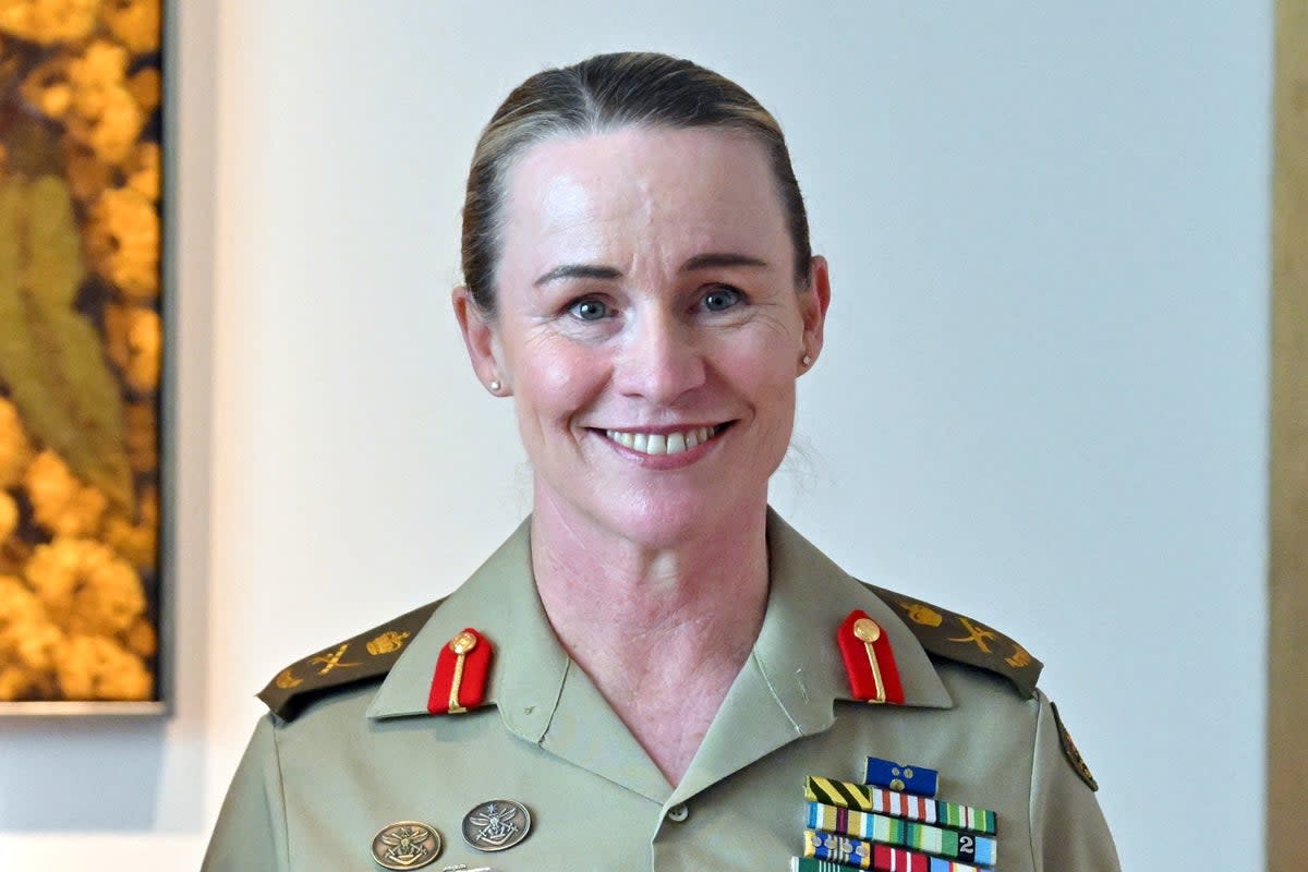Newly appointed Chief of Army Lieutenant General Susan Coyle poses for photographers after a press conference at Parliament House in Canberra, Australia (Reuters)