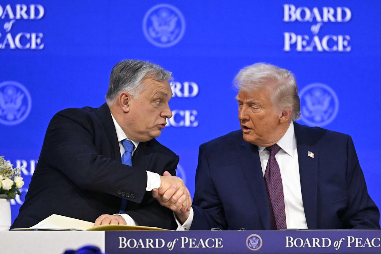 Hungary's Prime Minister Viktor Orban shakes hands with U.S. President Donald Trump at the 