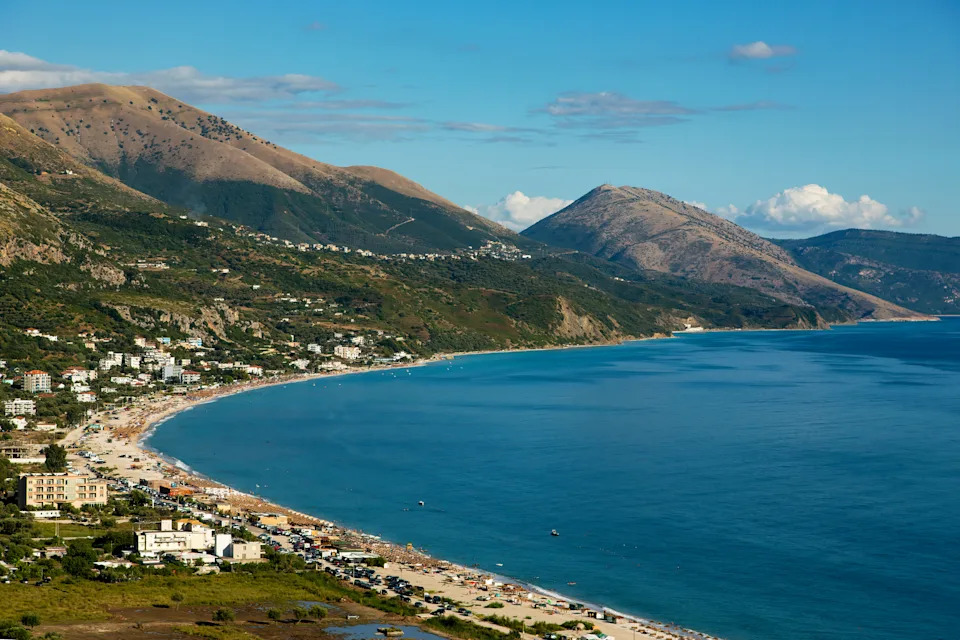 Famous sandy beach in Albania