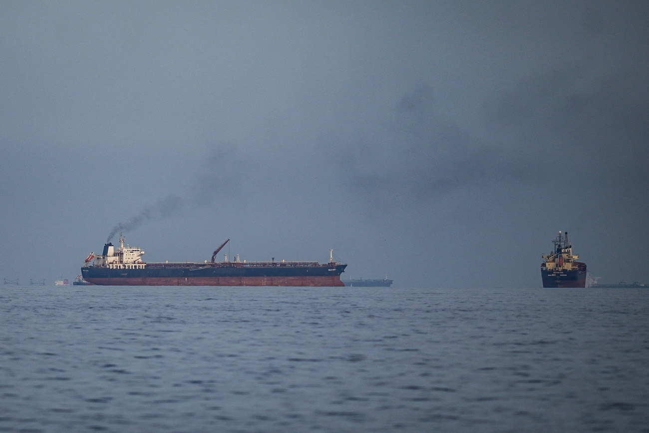 Oil tankers and cargo ships at sea