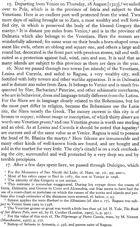 Part of the travelogue of Simon FitzSimon, an Irish friar on a pilgrimage to Jerusalem in 1323