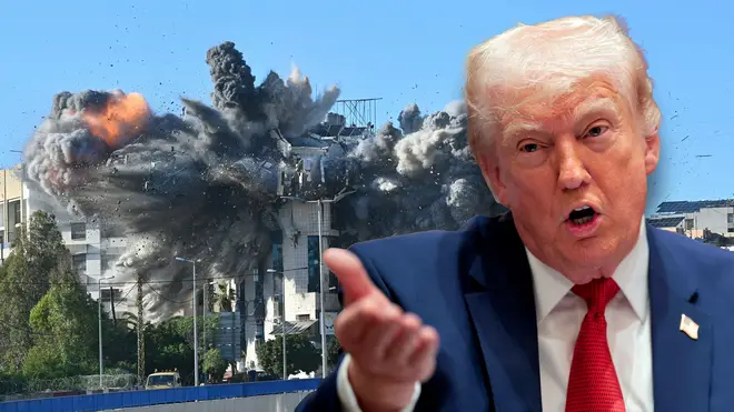 A ball of fire rises from the site of an Israeli strike that targeted a building in Beirut yesterday, as the US President has said Iran's new leaders have called on the White House to end the fighting in the Middle East.