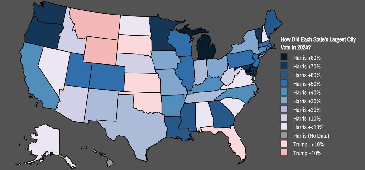 How Each State’s Largest City Voted in 2024