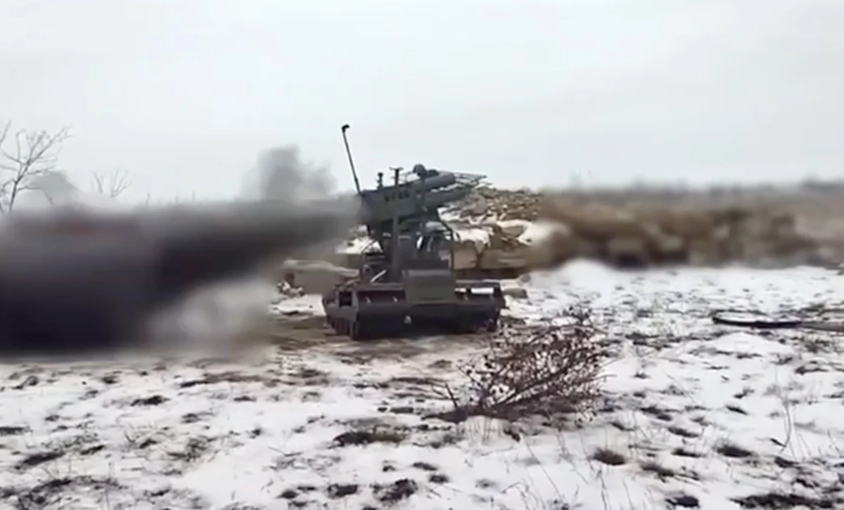A Type-75 MLRS on a Russian Kurier ground robotic system.