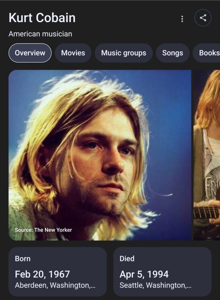 Kurt Cobain died today.