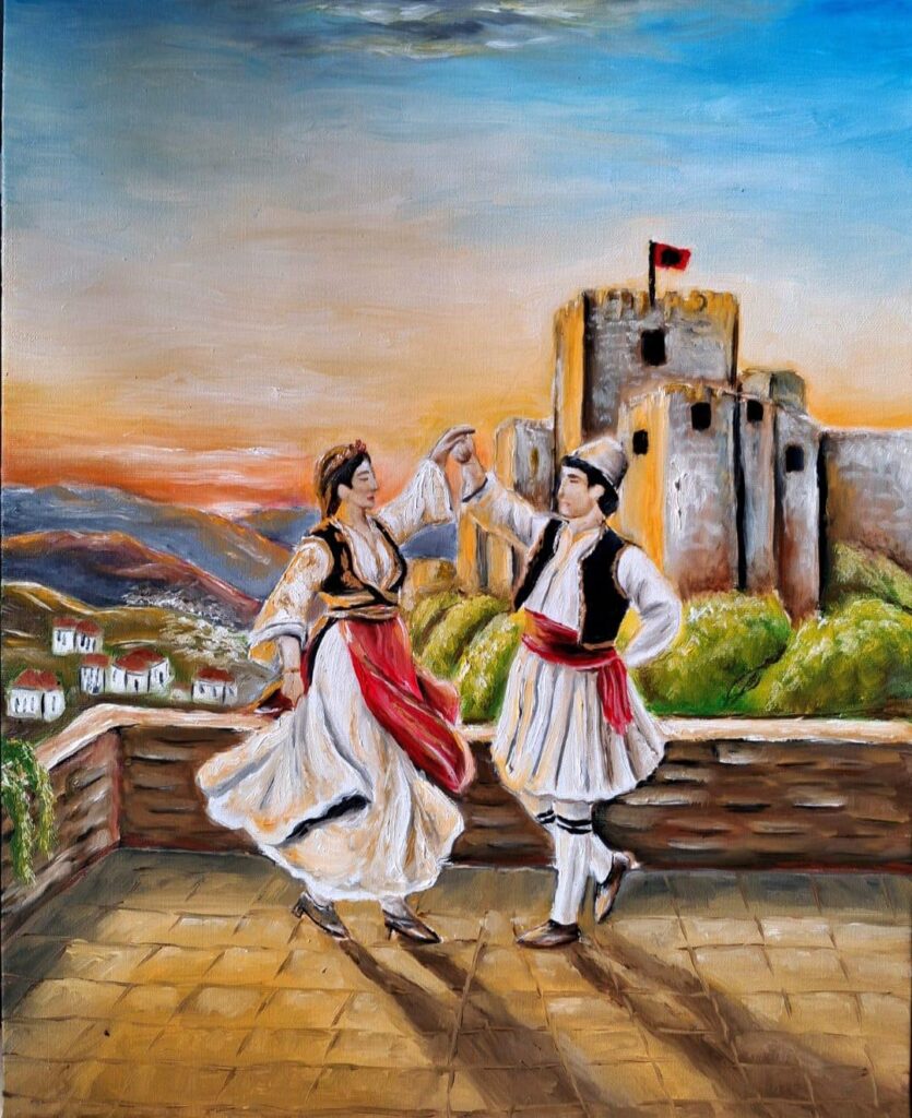 "Albanian Dance"; Painting in Oil Paints; 40x50 cm