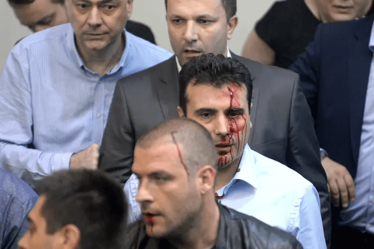 9 years ago, North Macedonian PM Zoran Zaev was attacked by Macedonian nationalists who stormed parliament because his party helped elect an Albanian to be speaker of the house